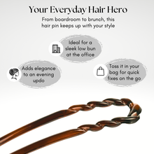 Load image into Gallery viewer, Set of 2 Twisted Mini French Hair Pins: Tortoise Shell