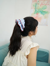 Load image into Gallery viewer, "Maxi Flower" Double-Layer Oversized Silk Scrunchie - Pastel Blue