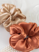 Load image into Gallery viewer, "Silken Hair" Silk Scrunchie Hair Tie - Caramel