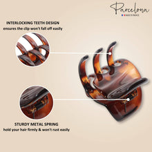 Load image into Gallery viewer, Parcelona French Classic Large Pony Cellulose Jaw Hair Claw for Women and Girls: Shell-Black