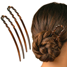 Load image into Gallery viewer, Set of 2 Twisted Mini French Hair Pins: Tortoise Shell