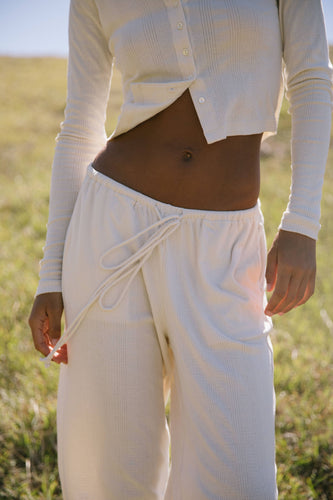 Drawstring Pointelle Pant: Gossamer