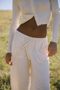 Drawstring Pointelle Pant: Gossamer