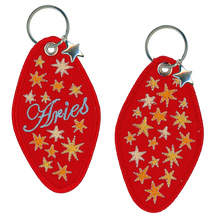 Load image into Gallery viewer, Aries Embroidered Retro Motel Keychain