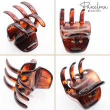 Load image into Gallery viewer, Parcelona French Classic Large Pony Cellulose Jaw Hair Claw for Women and Girls: Shell-Black