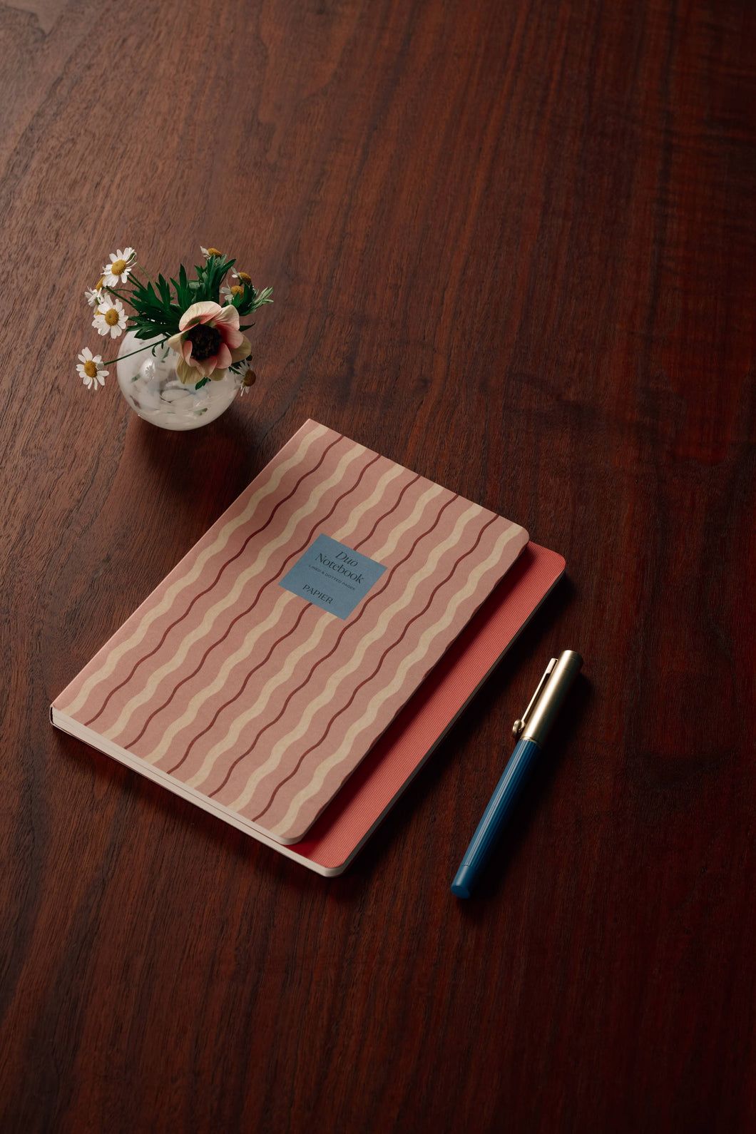 Pink Waves Stepped Softcover Lined Notebook