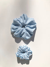Load image into Gallery viewer, TERRY CLOTH STRIPE SCRUNCHIE: LIGHT BLUE STRIPE