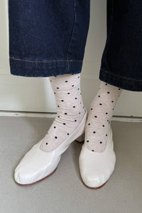 Sneaker Socks: Oatmeal Polka Dot