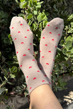 Load image into Gallery viewer, Heart Sneaker Socks: Latte/Red