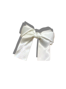 Handmade Satin Hair Bow Clip: White