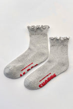 Load image into Gallery viewer, Ruffled Hugger Crew Socks: VANILLA / RED