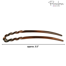 Load image into Gallery viewer, Set of 2 Twisted Mini French Hair Pins: Tortoise Shell