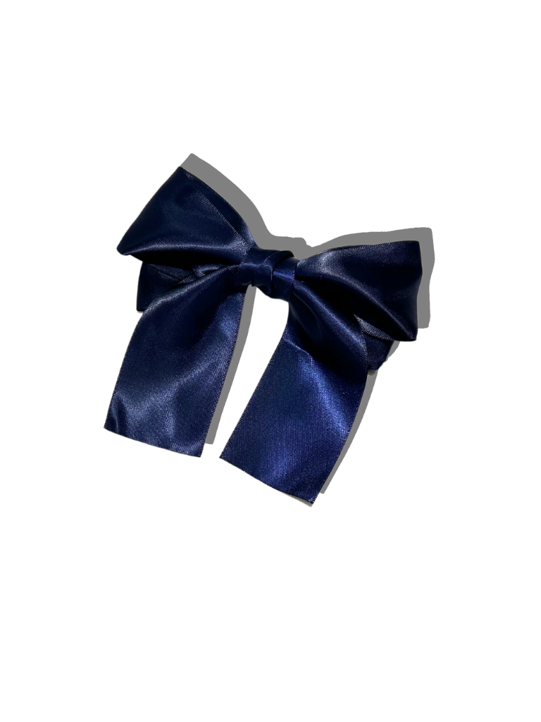 Handmade Satin Hair Bow Clip: Sapphire