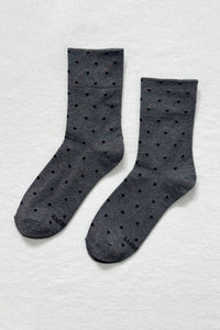 Sneaker Socks: Charcoal Polka Dot