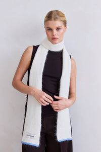 The Alpaca Skinny Scarf - Arctic White/Sky Blue