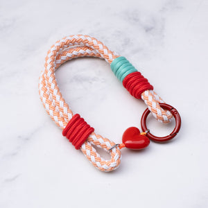 Rope Bag Charm with Heart Charm: Blush