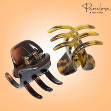 Load image into Gallery viewer, Parcelona French Classic Large Pony Cellulose Jaw Hair Claw for Women and Girls: Shell-Black