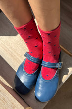Load image into Gallery viewer, Heart Sneaker Socks: Tomato/Navy