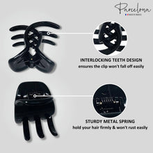 Load image into Gallery viewer, Parcelona French Classic Large Pony Cellulose Jaw Hair Claw for Women and Girls: Shell-Black