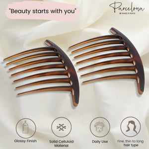 French Large Hair Combs (2 Pcs): Tortoise