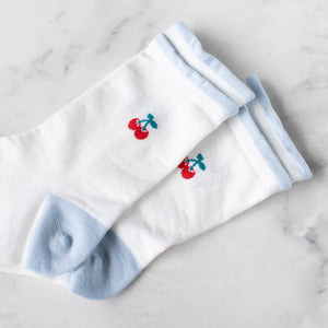 Mini Cherry Socks: Ivory