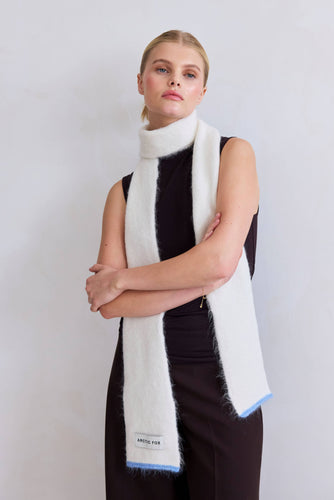 The Alpaca Skinny Scarf - Arctic White/Sky Blue