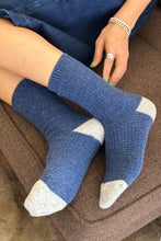 Load image into Gallery viewer, Wool Waffled Socks: Denim / Stone