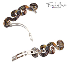 Load image into Gallery viewer, French Amie Swirls Onyx Cellulose Handmade Hair Clip Barrette with Silver Clasp