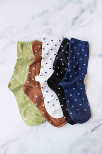 Women's Heart Crew Socks: Ivory