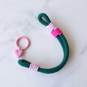 Rope Bag Charm with Heart: Green