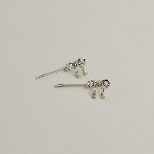 Ribbon Metal Hair Bobby Pins | Silver
