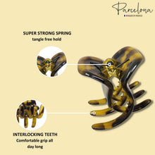 Load image into Gallery viewer, Parcelona French Classic Large Pony Cellulose Jaw Hair Claw for Women and Girls: Shell-Black
