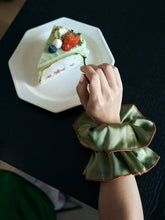 Load image into Gallery viewer, "Maxi Flower" Double-Layer Oversized Silk Scrunchie - Martini Olive