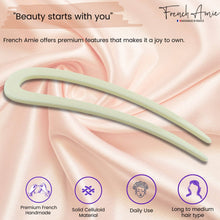 Load image into Gallery viewer, French Amie Slick Large Handmade Cellulose Chignon U Hair Pin Stick for Women: Silver Onyx