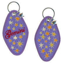 Load image into Gallery viewer, Gemini  Embroidered Retro Motel Keychain