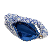 Load image into Gallery viewer, Cher Large Blue Raffia Straw Shoulder Bag