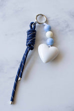 Load image into Gallery viewer, Blue Rope Bag Charm w/ Ivory Heart