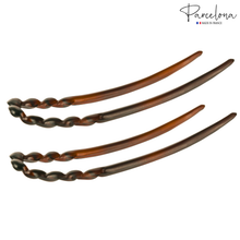 Load image into Gallery viewer, Set of 2 Twisted Mini French Hair Pins: Tortoise Shell