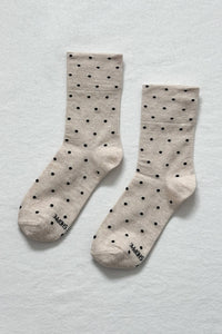 Sneaker Socks: Oatmeal Polka Dot