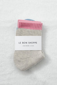 Color Block Girlfriend Socks : Grey Pink