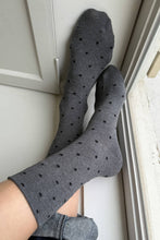 Load image into Gallery viewer, Sneaker Socks: Charcoal Polka Dot