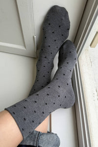 Sneaker Socks: Charcoal Polka Dot