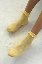 Load image into Gallery viewer, Ruffled Hugger Crew Socks: BLACK / BLACK