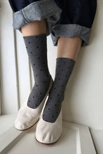 Load image into Gallery viewer, Sneaker Socks: Charcoal Polka Dot