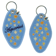 Load image into Gallery viewer, Aquarius Embroidered Retro Motel Keychain