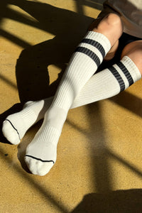 Knee High Boyfriend Socks: Cream