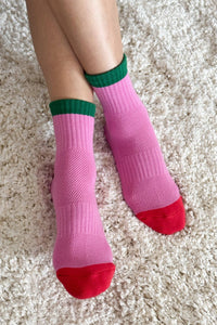 Color Block Girlfriend Socks : Rose Green