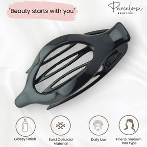 French Large Slide-In Hair Claw: Black