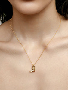 Cowboy Boot Charm Necklace in Gold