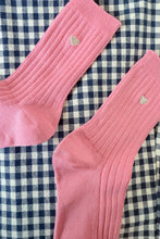 Load image into Gallery viewer, Embroidered Her Socks: Pink Water + Heart